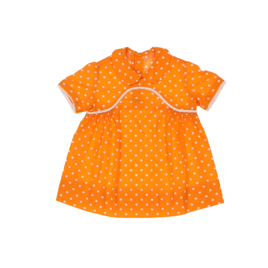 robe petit pois orange friperie vintage
