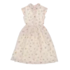 robe mi-longue blanche légère motif fleurs friperie vintage