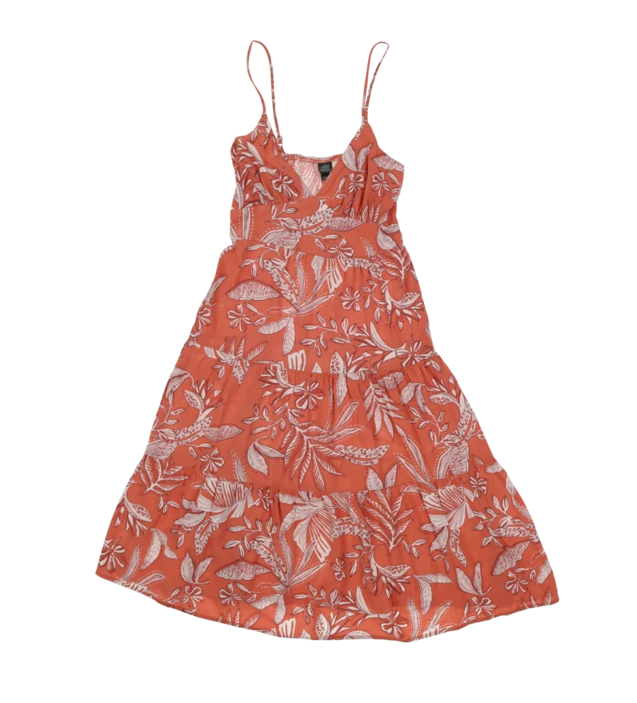 robe mi-longue plage saumon à bretelles friperie vintage