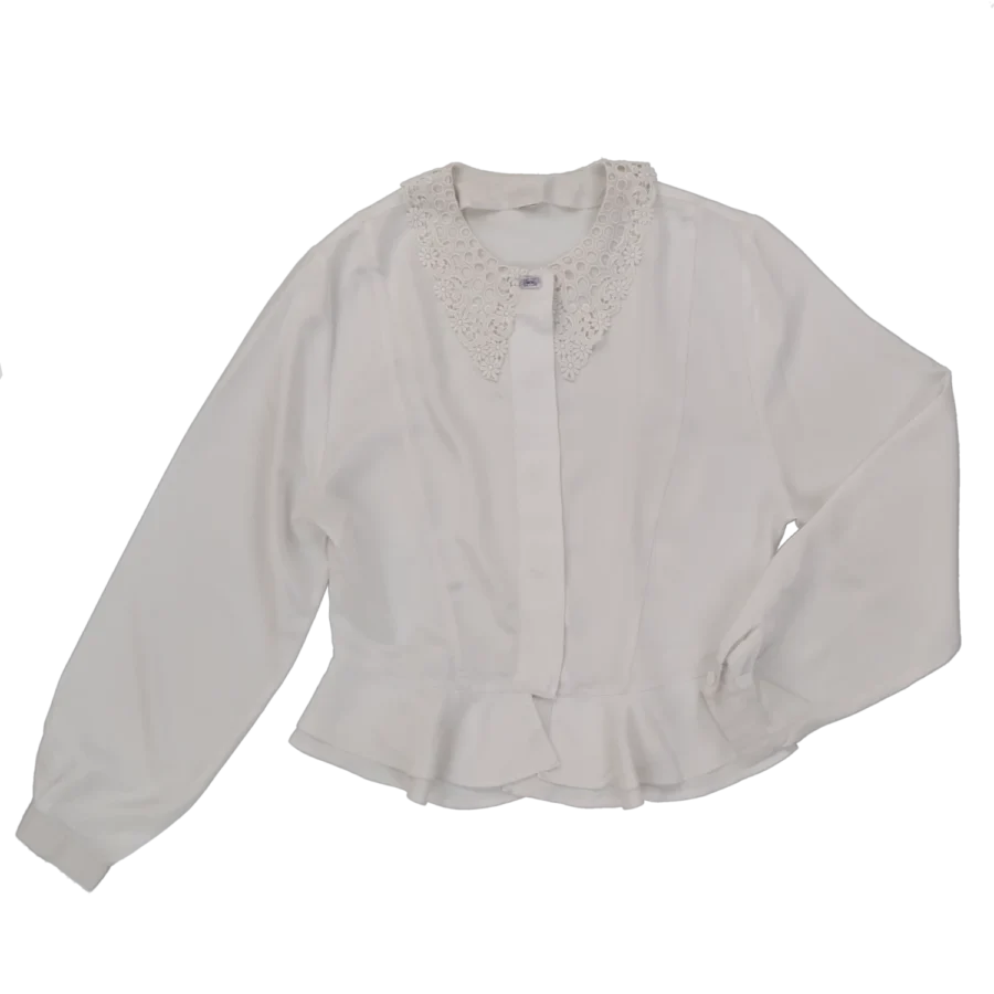 blouse blanche col dentelle friperie vintage