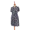 robe mi-longue imprimé marguerite friperie vintage