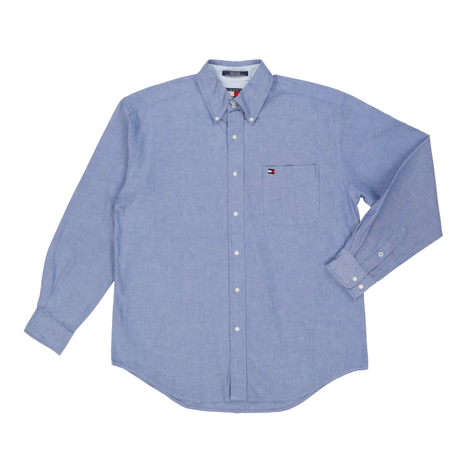 chemise bleu tommy hilfiger friperie vintage
