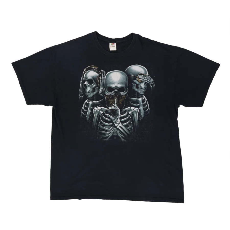 t-shirt noir squelettes friperie vintage