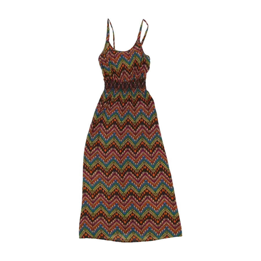 robe longue motifs géométriques friperie vintage