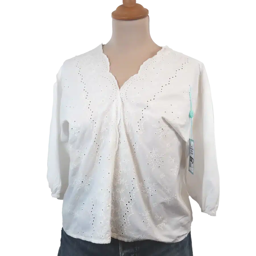 blouse brodée blanche friperie vintage