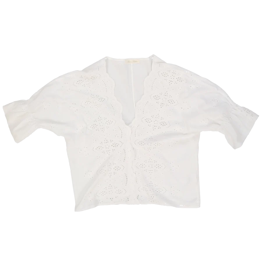 blouse en coton brodé friperie vintage