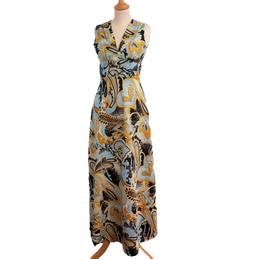 robe longue imprimé paisley friperie vintage