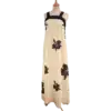 robe longue beige à fleurs noires friperie vintage