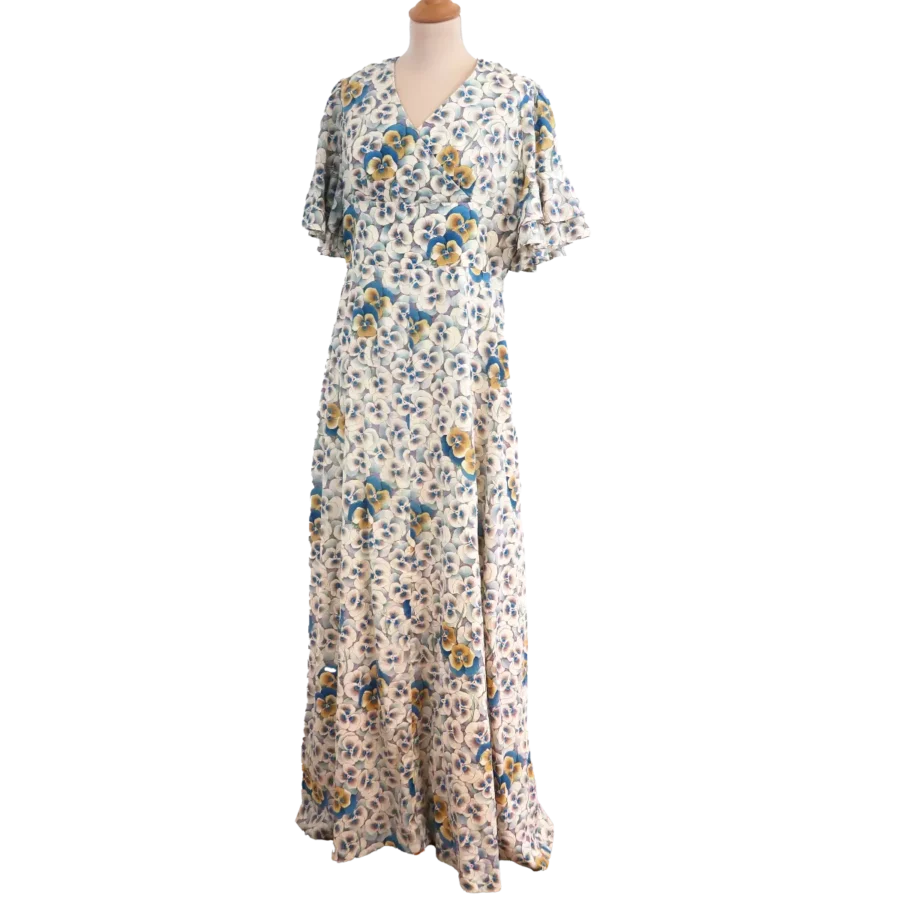 robe longue style bohème imprimé fleuri friperie vintage