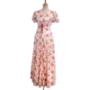 robe longue imprimé fleurs rose friperie vintage
