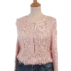 cardigan crochet à fleurs rose friperie vintage