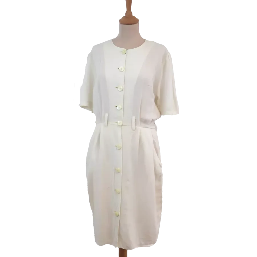 robe blanche boutonnage friperie vintage