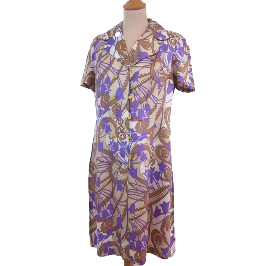 robe rétro violette imprimé friperie vintage